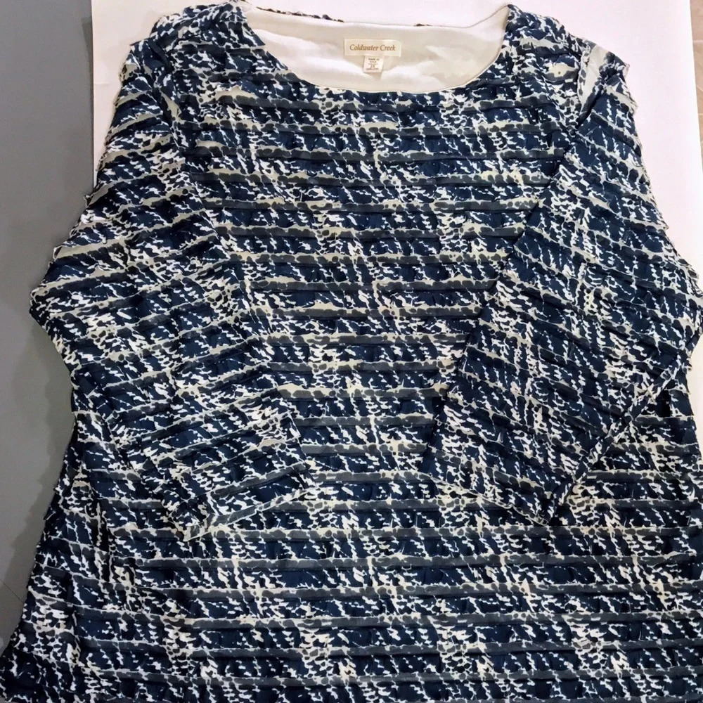 Coldwater Creek Layered Ruffle 3/4 Sleeve Top - Picture 4 of 6
